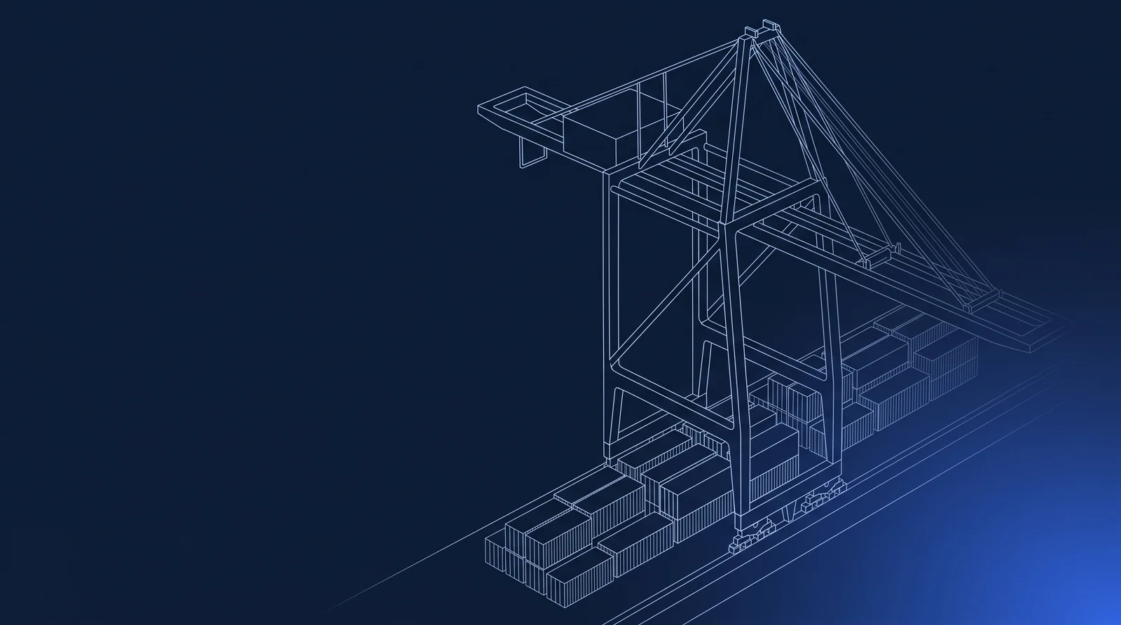 Blueprint of stacked containers and warehouse racking